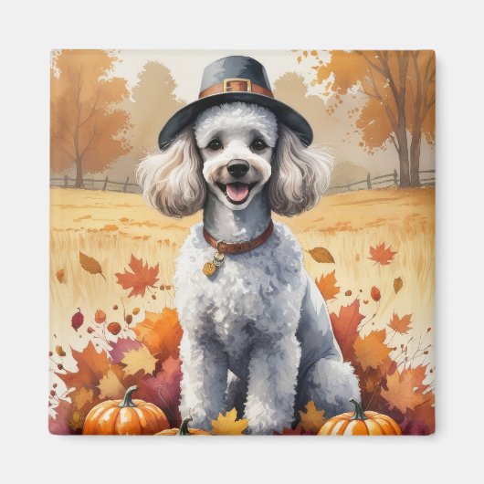 Poedel in de herfst verlaat Thanksgiving kunst Magneet (Voorkant)