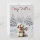 Poedel in de sneeuw kerstkaart (Voorkant)