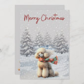 Poedel in de sneeuw kerstkaart (Voorkant / Achterkant)