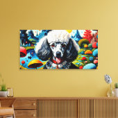 Poedel in de tuin van aardse lekkernijen 2 canvas afdruk (Insitu (Woonkamer))