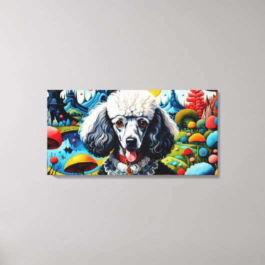 Poedel in de tuin van aardse lekkernijen 2 canvas afdruk (Voorkant)