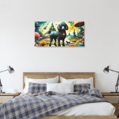 Poedel in de tuin van aardse lekkernijen 3 canvas afdruk (Insitu (Slaapkamer))