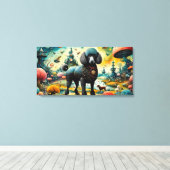 Poedel in de tuin van aardse lekkernijen 3 canvas afdruk (Insitu (Houten vloer))