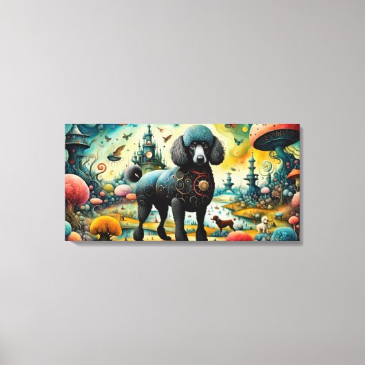 Poedel in de tuin van aardse lekkernijen 3 canvas afdruk (Voorkant)