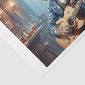 Poedel in elegante jurk spelen gitaar - tissuepapier (Detail)