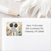 Poedel in grillige bloemen etiket (Insitu)