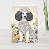 Poedel in grillige bloemen Gelukkige verjaardag Kaart (Voorkant)
