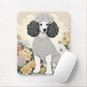 Poedel in grillige bloemen muismat (Met muis)