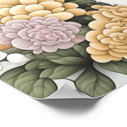 Poedel in grillige bloemen poster (Hoek)