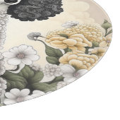 Poedel in grillige bloemen snijplank (Hoek)