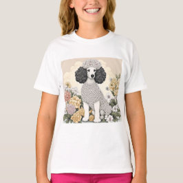 Poedel in grillige bloemen t-shirt
