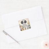 Poedel in grillige bloemen vierkante sticker (Envelop)