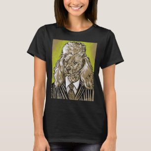 Poedel in krijtstrepen inkt en acryl t-shirt