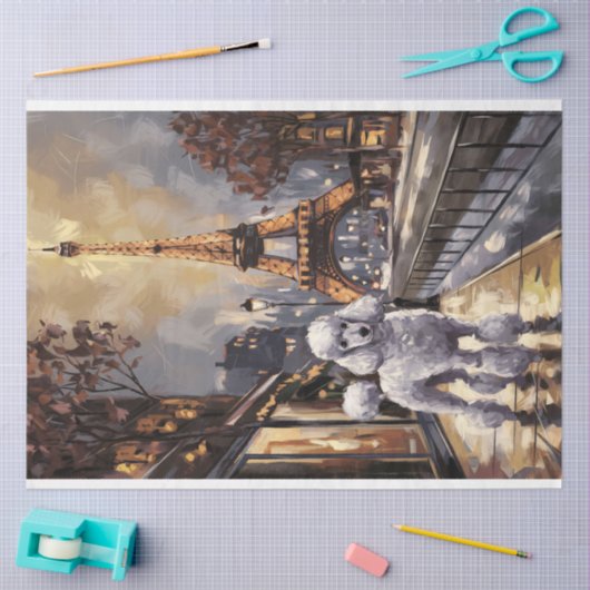 Poedel in Parijs schilderij Decoupage Tissuepapier (Craft)