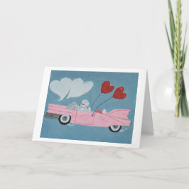 Poedel in Roze Cabriolet Kaart