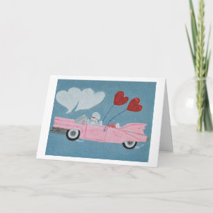 Poedel in Roze Cabriolet Kaart