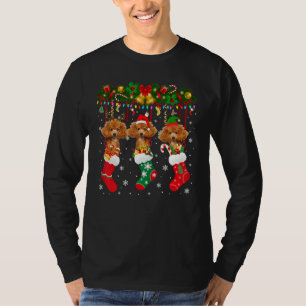 Poedel in sok Xmas rendier Santa Elf Hond T-shirt