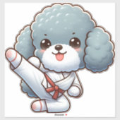 Poedel karate high kick vechtsporten sticker (Vel)