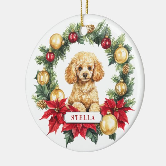 Poedel Keramische Cirkel Ornament (Links)