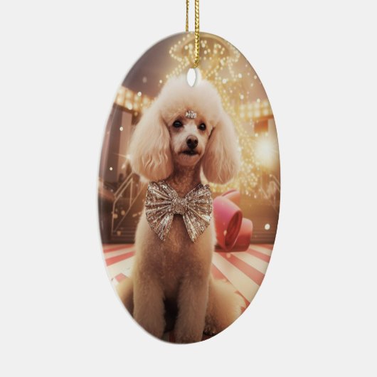 Poedel kerst, hondenherdenkingsgeschenk, hondenlie keramisch ornament (Rechts)