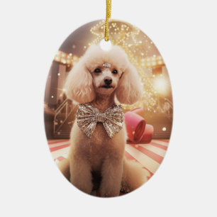 Poedel kerst, hondenherdenkingsgeschenk, hondenlie keramisch ornament
