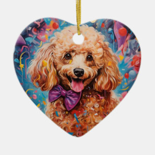 Poedel kerst, hondenherdenkingsgeschenk, hondenlie keramisch ornament