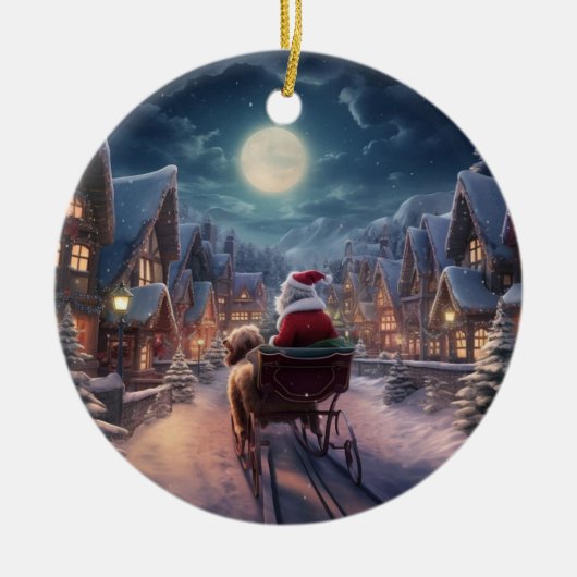 Poedel kerst, hondenherdenkingsgeschenk, hondenlie keramisch ornament (Voorkant)