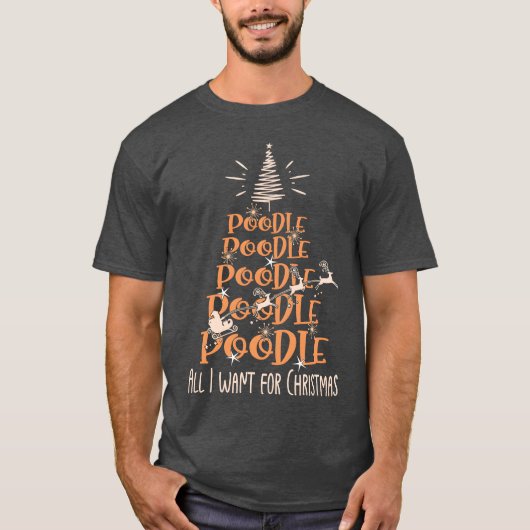 Poedel Kerst Hondenras Christmasree vriend T-shirt (Voorkant)