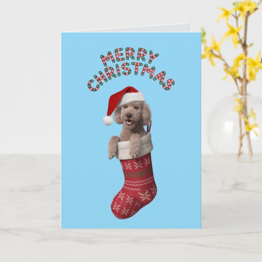 Poedel Kerst Kaart (Gele Bloem)