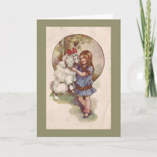 Poedel Kerst Kaart Vintage