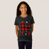 Poedel Kerst Pyjama Hond Buffel Plaid Xmas T-shirt (Voorkant volledig)