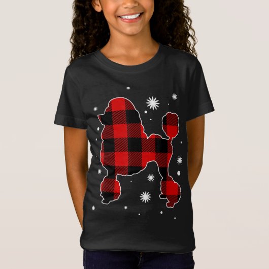 Poedel Kerst Pyjama Hond Buffel Plaid Xmas T-shirt (Voorkant)