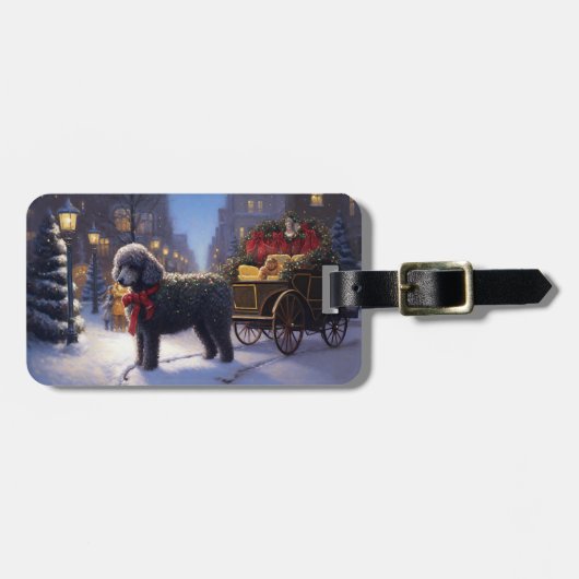Poedel Kerst Seizoen Bagagelabel (Voorkant horizontaal)