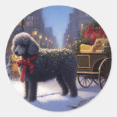 Poedel Kerst Seizoen Ronde Sticker (Voorkant)