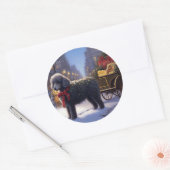 Poedel Kerst Seizoen Ronde Sticker (Envelop)
