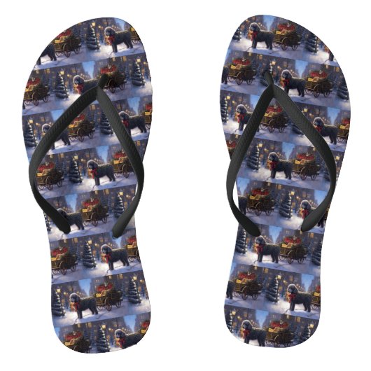 Poedel Kerst Seizoen Teenslippers (Voetbed)