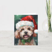 Poedel Kerstborstel schilderen kunstwerk Kaart (Voorkant)