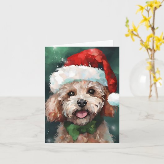 Poedel Kerstborstel schilderen kunstwerk Kaart (Gele Bloem)