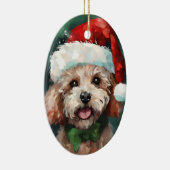 Poedel Kerstborstel schilderen kunstwerk Keramisch Ornament (Rechts)