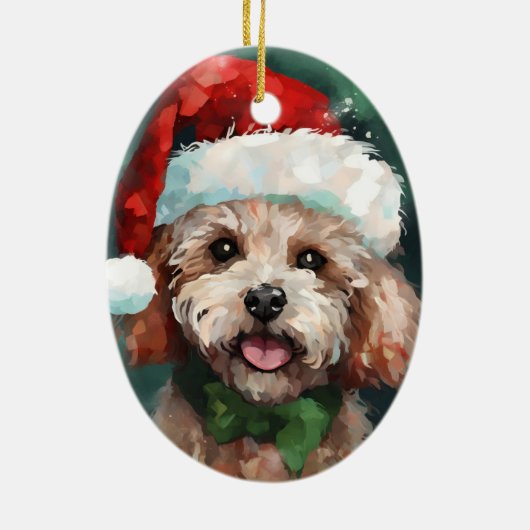 Poedel Kerstborstel schilderen kunstwerk Keramisch Ornament (Achterkant)