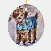 Poedel kerstcadeaus ornamet keramisch ornament (Links)