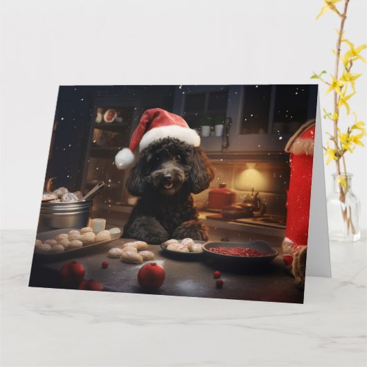 Poedel Kerstkoekjes Feestelijke vakantie Kaart (Gele Bloem)