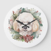 Poedel Kerstkrans Feestelijke Pup Grote Klok (Voorkant)