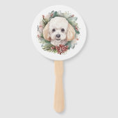 Poedel Kerstkrans Feestelijke Pup Handwaaier (Achterkant)