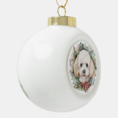 Poedel Kerstkrans Feestelijke Pup Keramische Bal Ornament (Links)