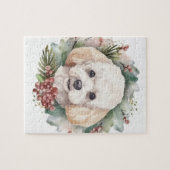 Poedel Kerstkrans Feestelijke Pup Legpuzzel (Horizontaal)