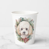 Poedel Kerstkrans Feestelijke Pup Papieren Bekers (Achterkant)