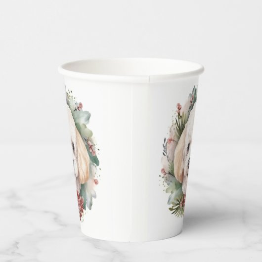 Poedel Kerstkrans Feestelijke Pup Papieren Bekers (Rechts)