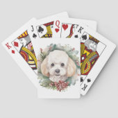 Poedel Kerstkrans Feestelijke Pup Pokerkaarten (Achterkant)