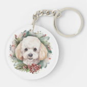 Poedel Kerstkrans Feestelijke Pup Sleutelhanger (Achterkant)